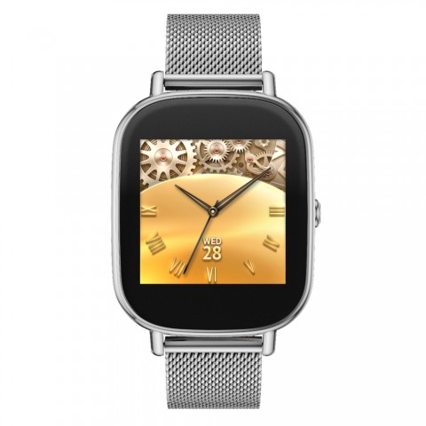 Die silberne Zenwatch 2 mit Metallarmband (Bild: Asus)